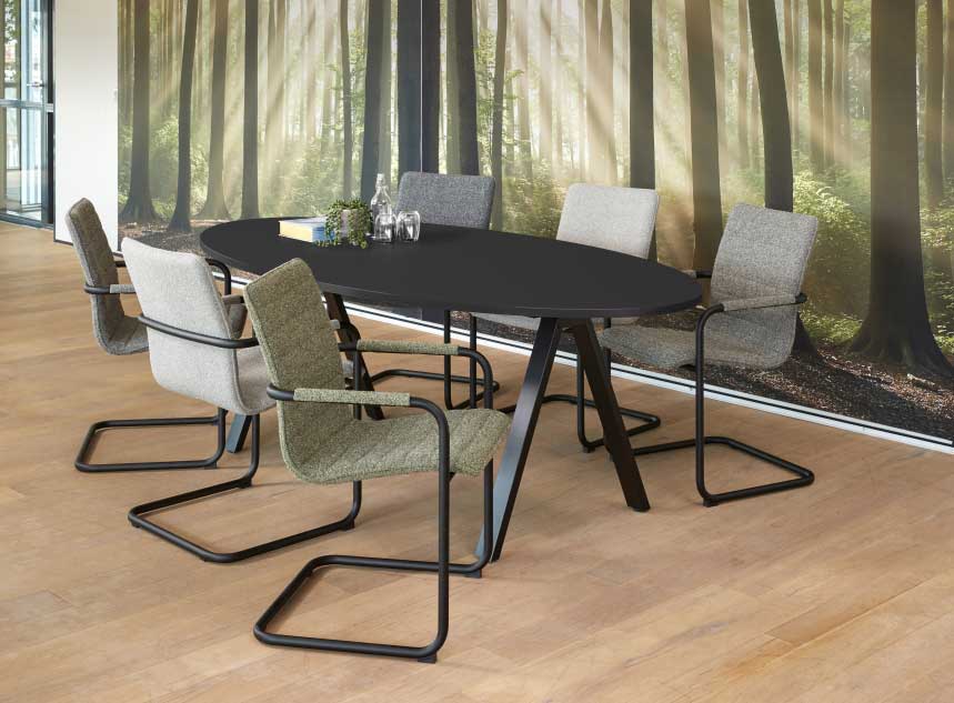 Buroflex A-serie ellipsvormige vergadertafel 220x110cm
