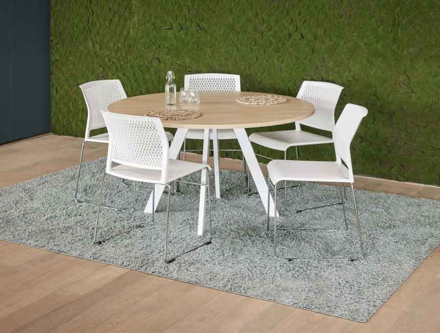 Buroflex A-serie tafel rond 120cm op spinpoot