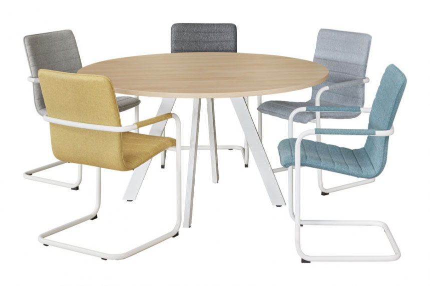 Buroflex A-serie tafel rond 120cm op spinpoot