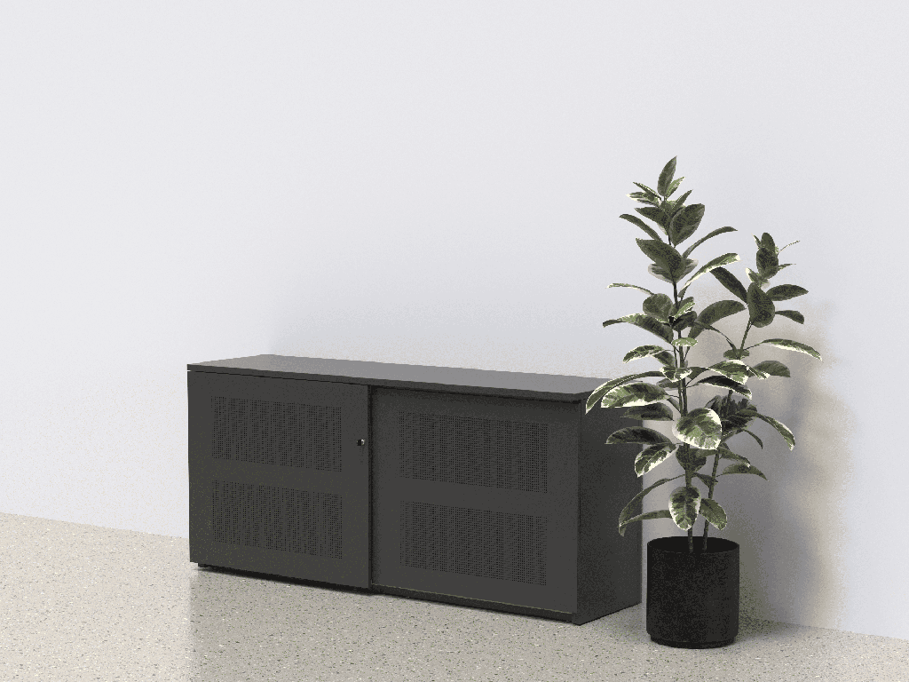 Silence akoestische schuifdeurkast - hoogte 84,5cm - inclusief topblad - deuren geperforeerd