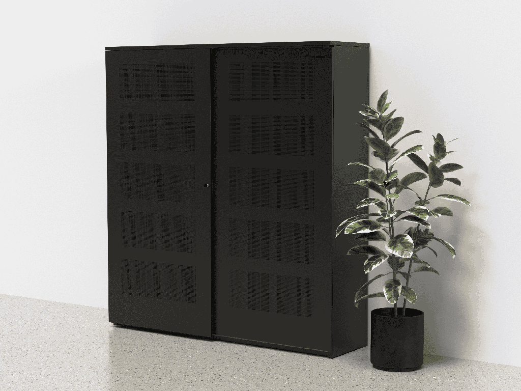 Silence akoestische schuifdeurkast - hoogte 196,2cm - inclusief topblad - deuren geperforeerd