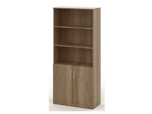 Houten draaideurkast half open