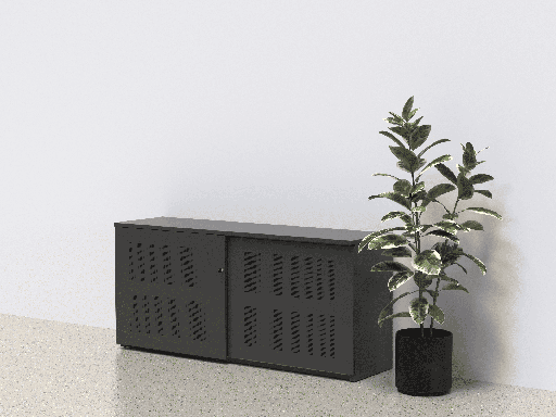 Silence akoestische schuifdeurkast - hoogte 84,5cm - inclusief topblad - deuren geperforeerd