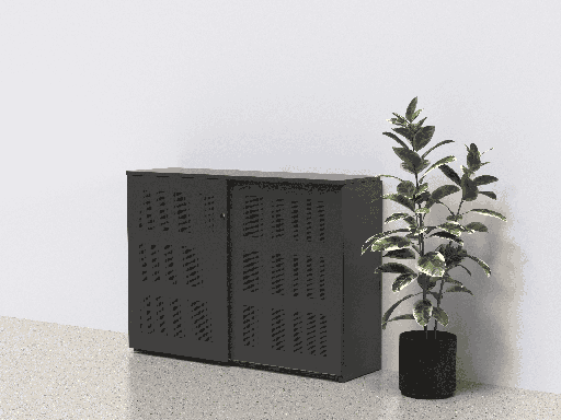 Silence akoestische schuifdeurkast - hoogte 122,5cm - inclusief topblad - deuren geperforeerd